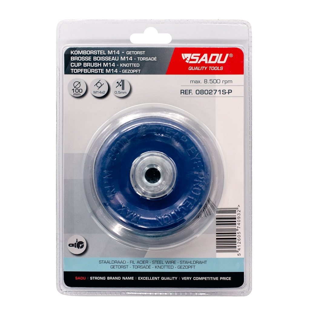 [080271SP] Cup brush Sadu 100mm M14 knotted wire 0,5