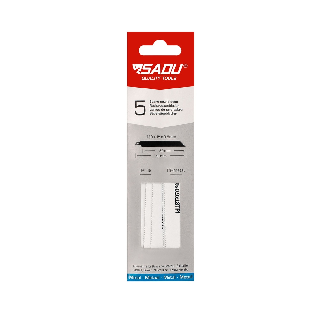 [100104S] Lame de scie sabre Sadu 3014/150-150x19x0,9x18 TPI - per 5