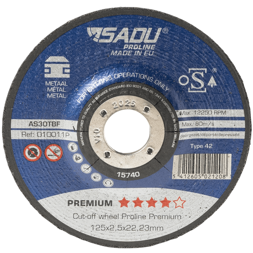 [010011P] Snijschijf Proline Premium 125x2,5x22,23 AS30T metaal doorgezet