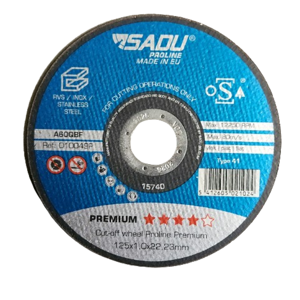 [010049P] Disque à tronç. Proline Premium 125x1.0x22,23 A60Q Inox plat