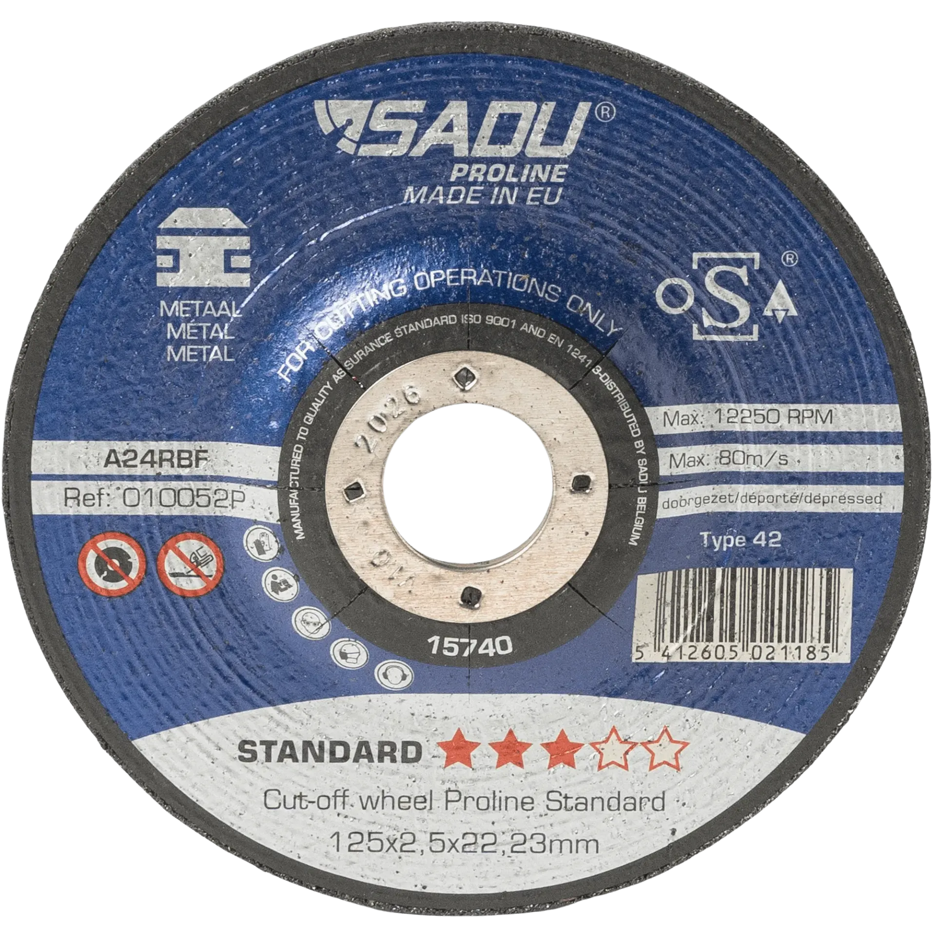 [010052P] Snijschijf Proline Standaard 125x2,5x22,23 A24R metaal doorgezet