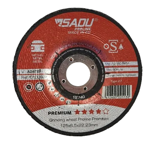[010092P] Afbraamschijf Proline Premium 125x6,4x22,23 A24T metaal doorgezet