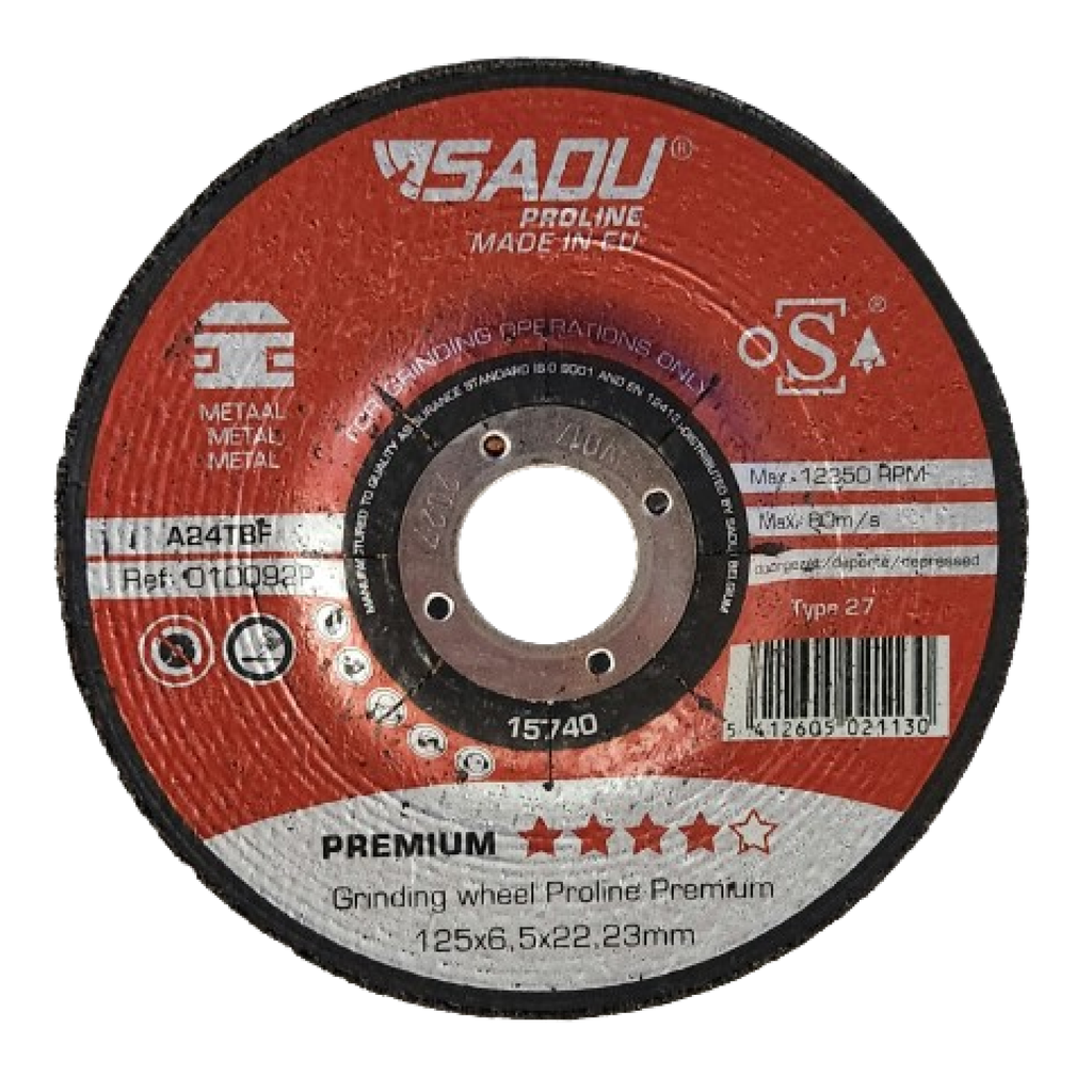 [010092P] Grinding wheel Proline Premium 125x6,4x22,23 A24T metal depressed