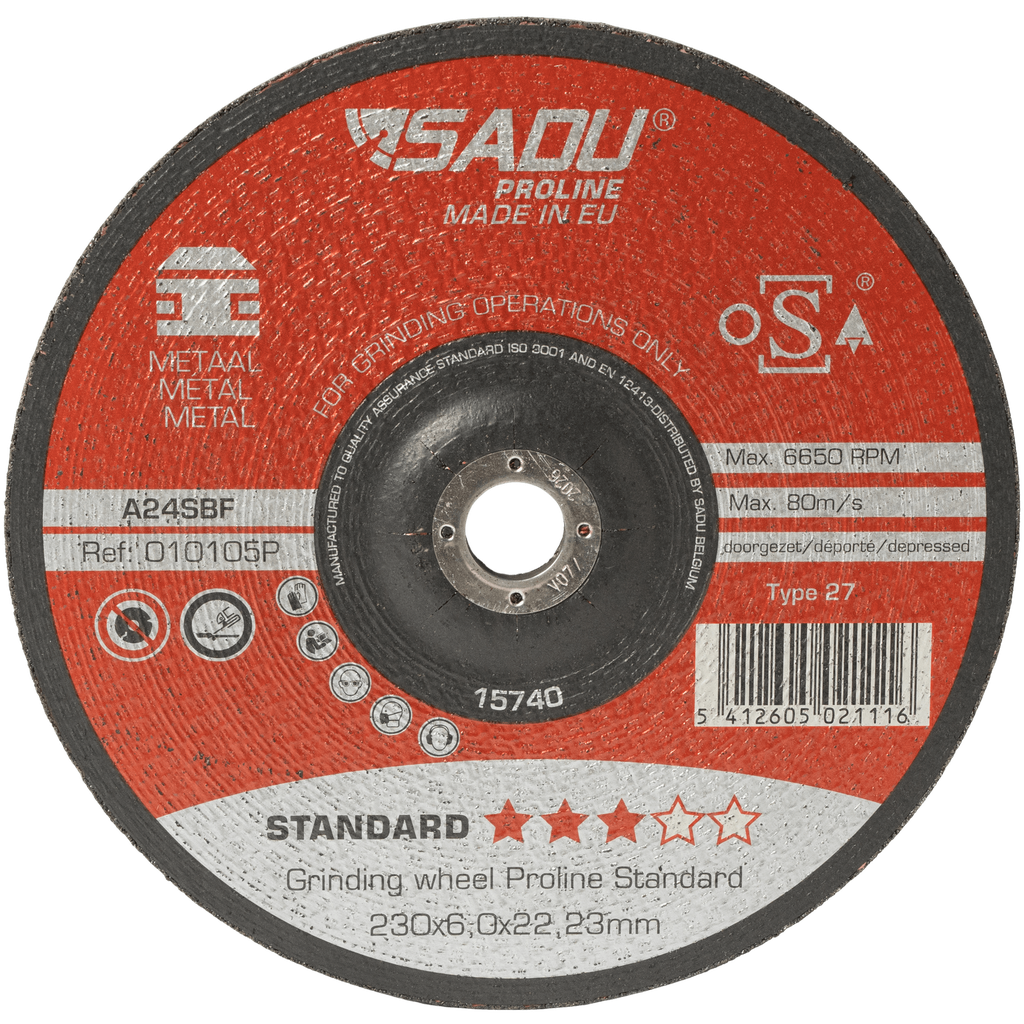[010105P] Afbraamschijf Proline Standaard 230x6,0x22,23 A24S metaal doorgezet