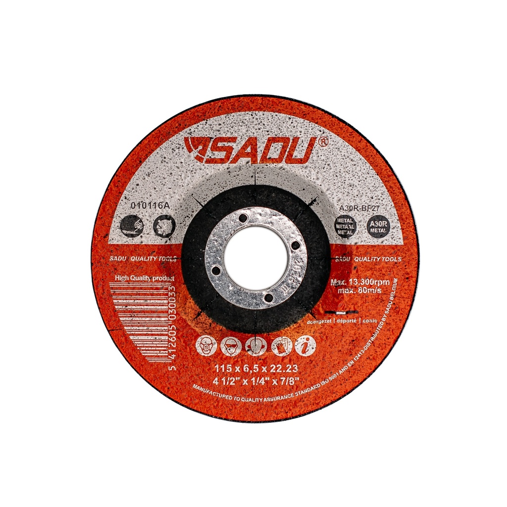 [010116A] Grinding wheel Sadu 115x6,4x22,23 A30R metal depressed