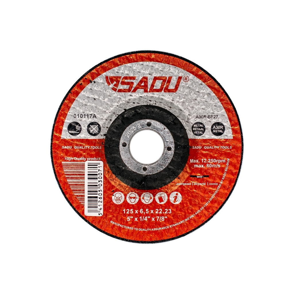 [010117A] Afbraamschijf Sadu 125x6,4x22,23 A30R metaal doorgezet