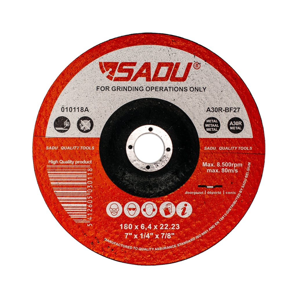 [010118A] Schruppscheibe Sadu 180x6,4x22,23 A30R Metall bombiert