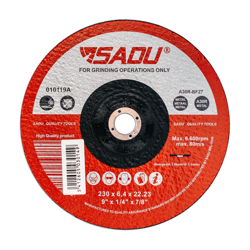 [010119A] Grinding wheel Sadu 230x6,4x22,23 A30R metal depressed