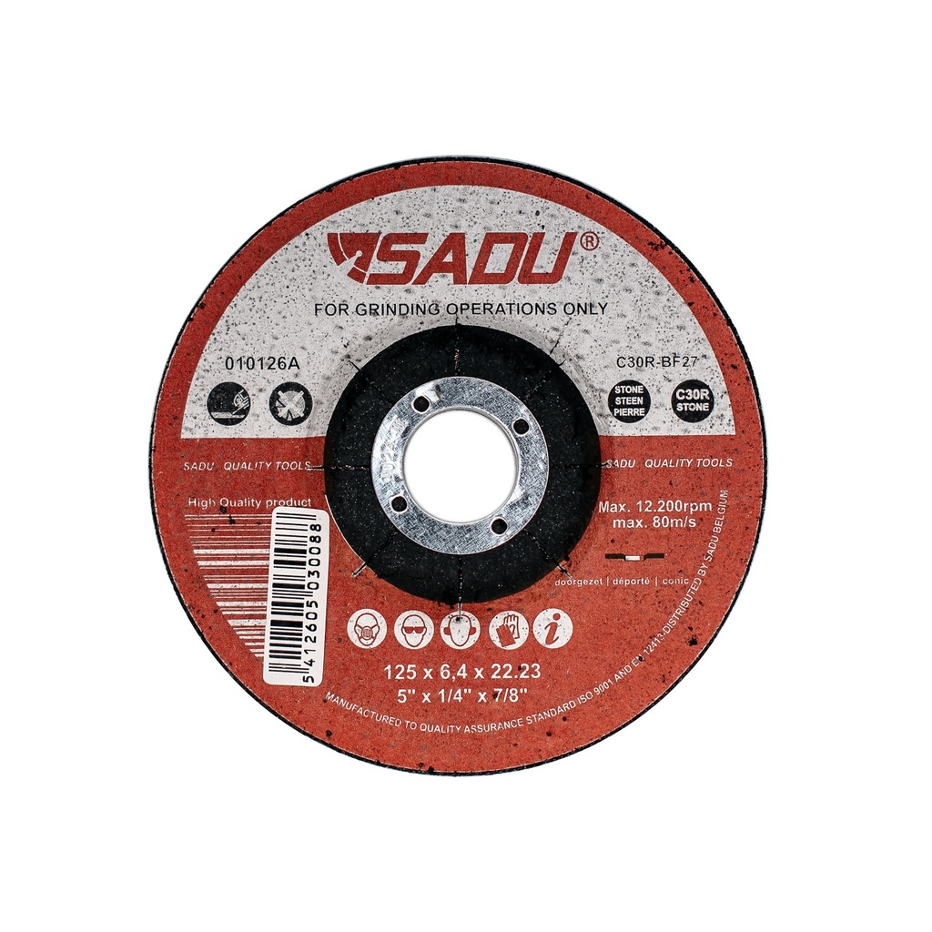 [010126A] Afbraamschijf Sadu 125x6,4x22,23 C24R steen doorgezet