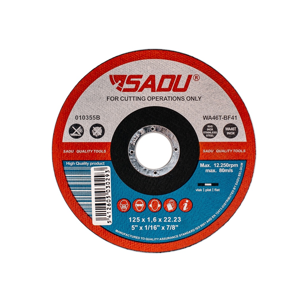 [010355B] Snijschijf Sadu 125x1,6x22,23 A46T INOX vlak