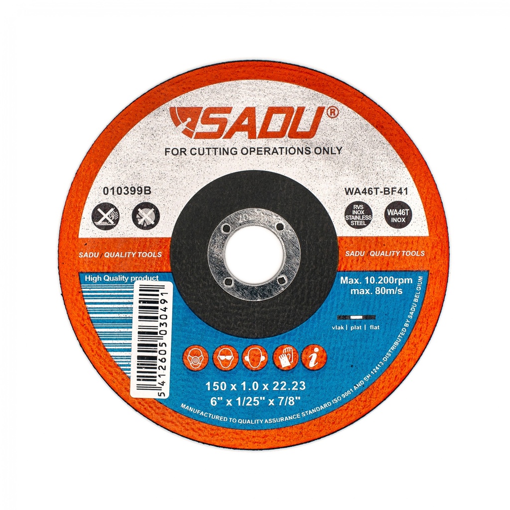 [010399B] Cut-off wheel Sadu 150x1,0x22,23 AZ46 stainl.steel flat