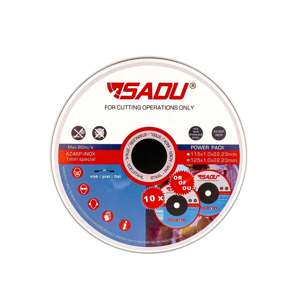 [010504B] Cut-off wheel Sadu 125x1,0x22,23 AZ46T stainl.steel flat - box of 10