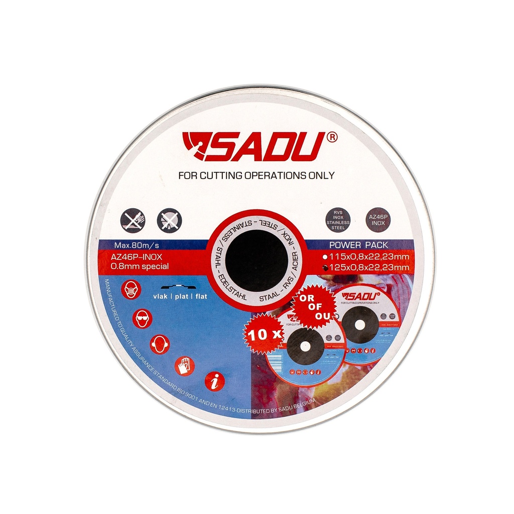 [010589B] Trennscheibe Sadu 125x0,8x22,23 AZ46 RFS flach - Dose pro 10