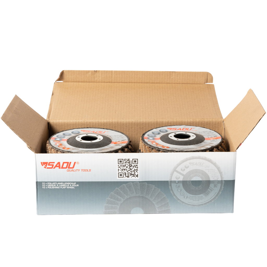 [050238S] Polishing flap wheel Sadu 115X22,23mm coarse (yellow/brown) / conic
