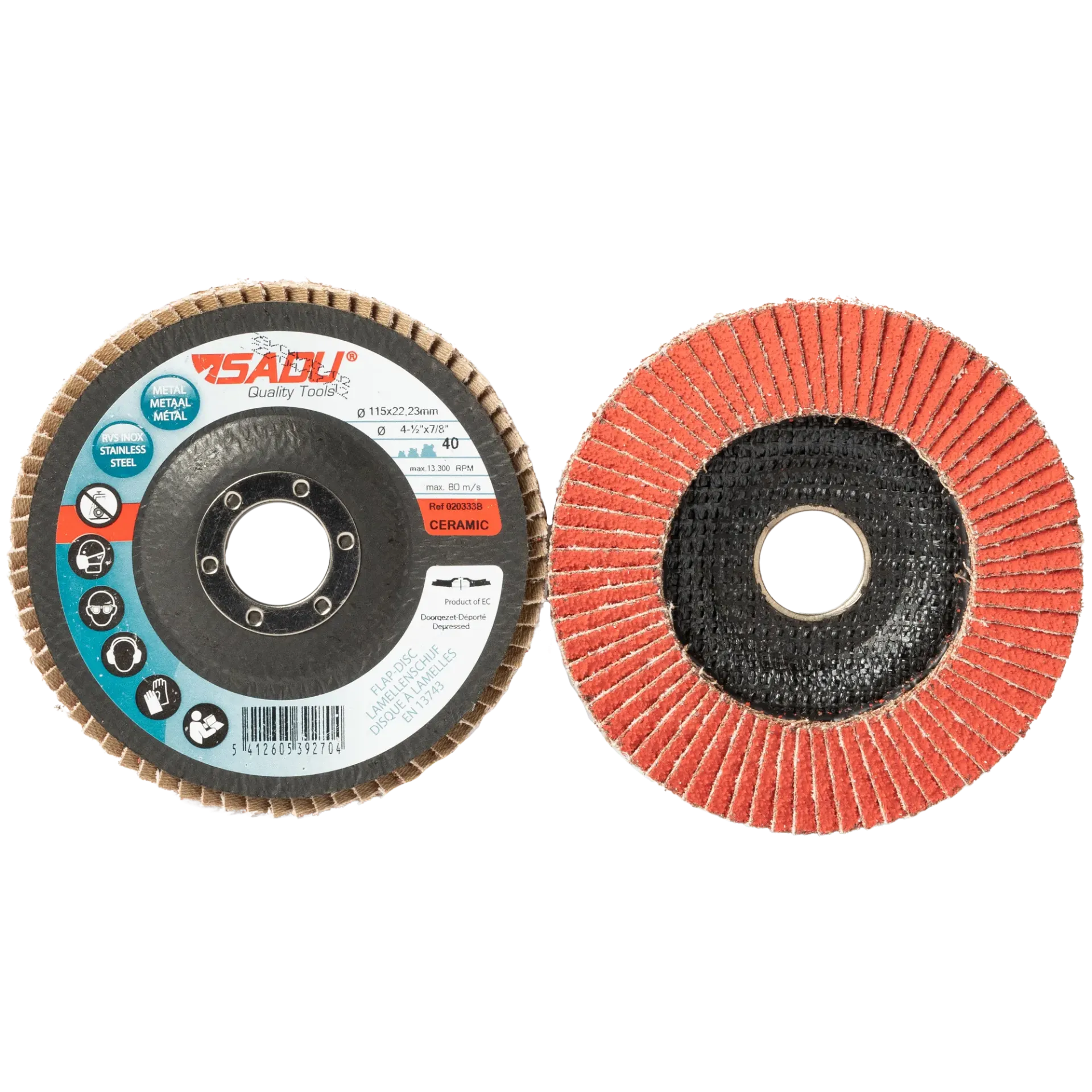 [020333B] Flap disc Sadu/curved 115x22,23 fiber K040 ceramic