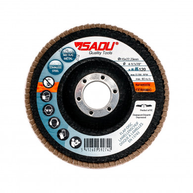 [020337B] Fächerschleifscheibe Sadu/B 115x22,23 fiber K120 Keramik