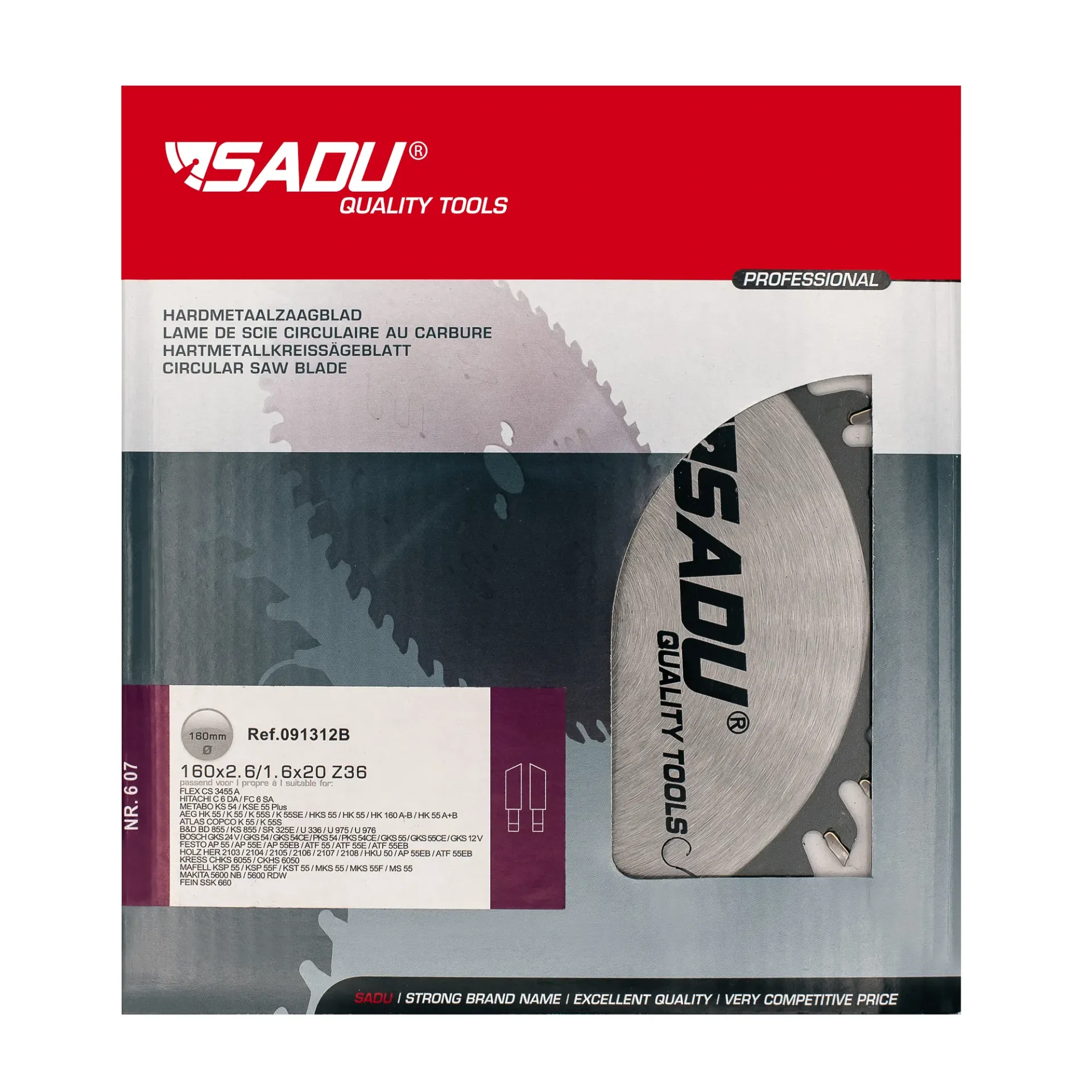 [091307B] Carbide circ. saw-blade 165 20 T=48 ATB