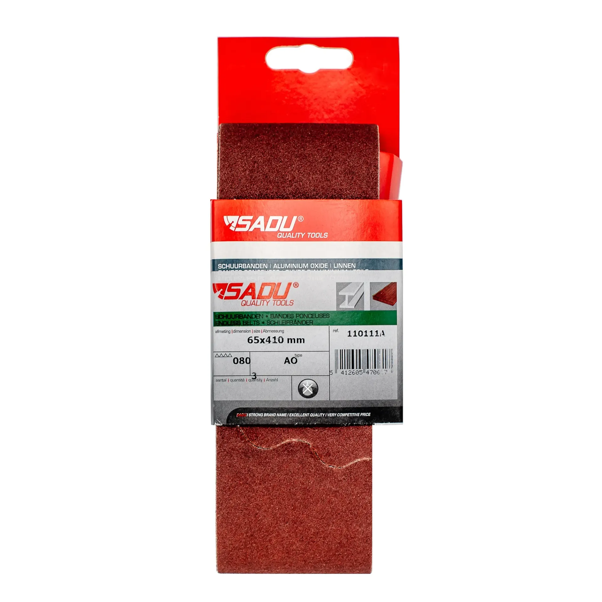 [110111A] Bande ponceuse toile OA 65x410mm G080 ( SB par 3 )