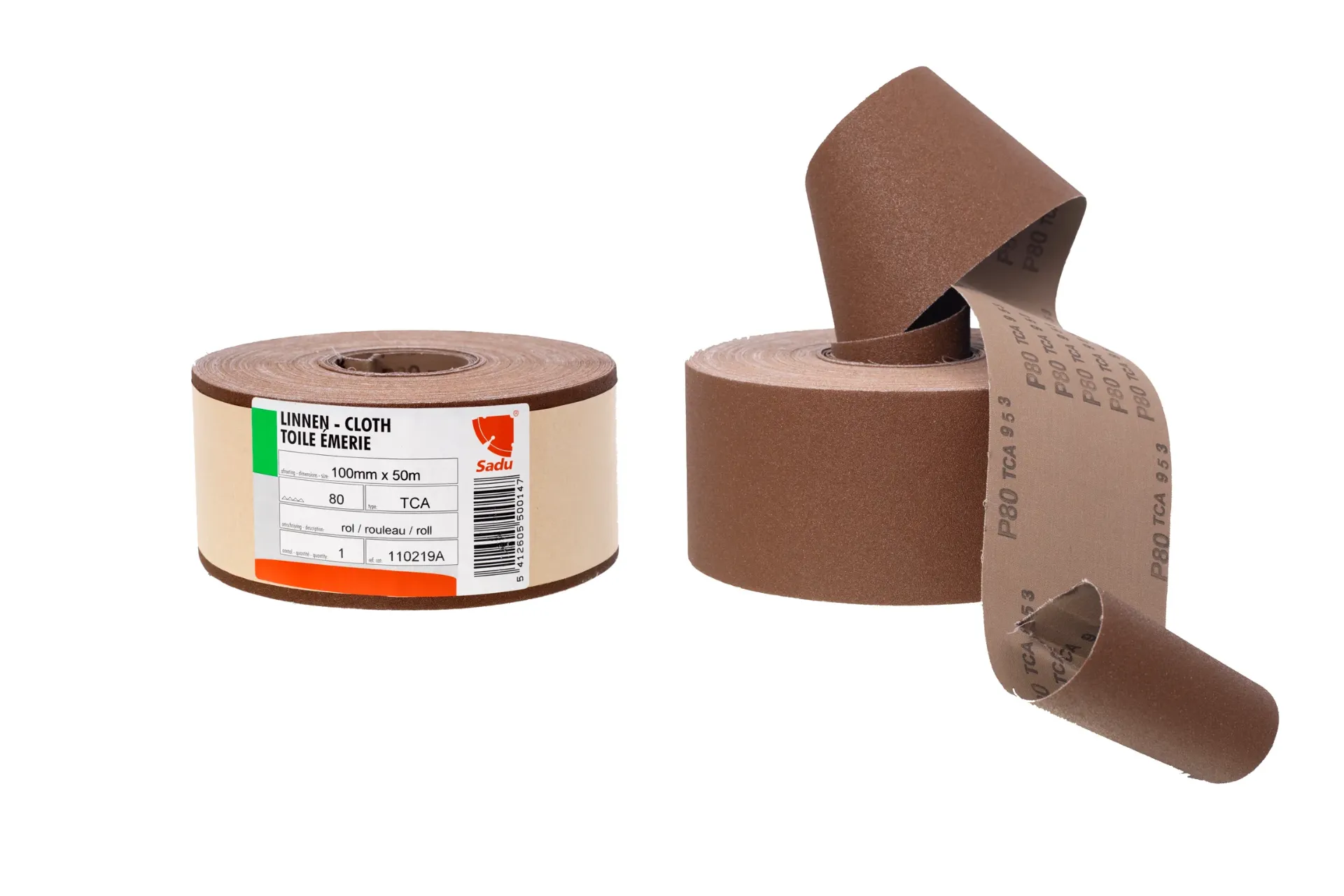 [110227A] Rol TCA 115mmx50m K150 - bruin linnen