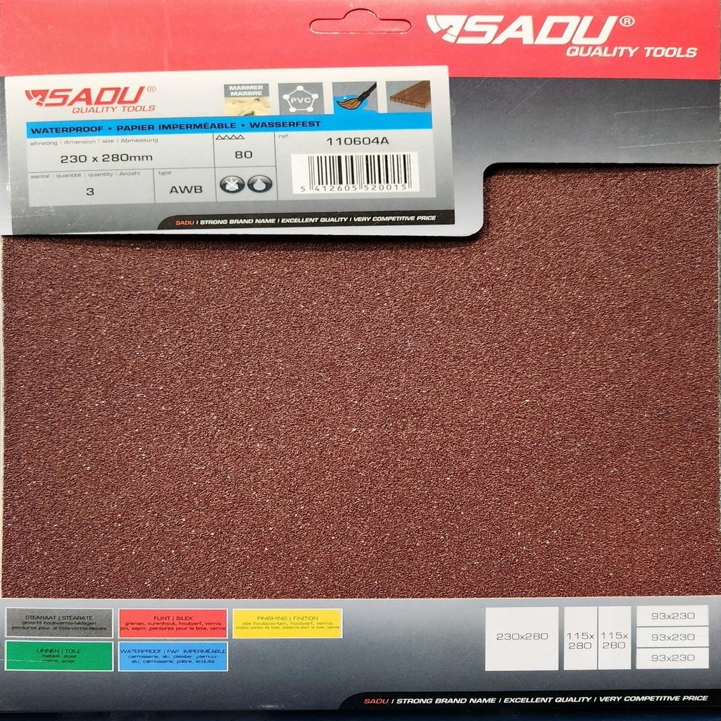[110604A] Feuilles AWB 230x280mm G080 - imperméable AO (SB par 3)
