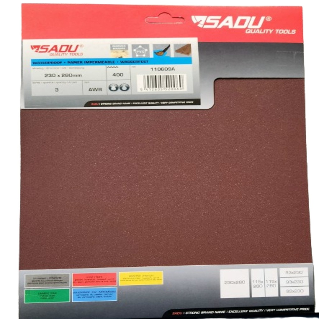 [110609A] sheets AWB 230x280mm G400 - waterproof AO (SB pro 3)