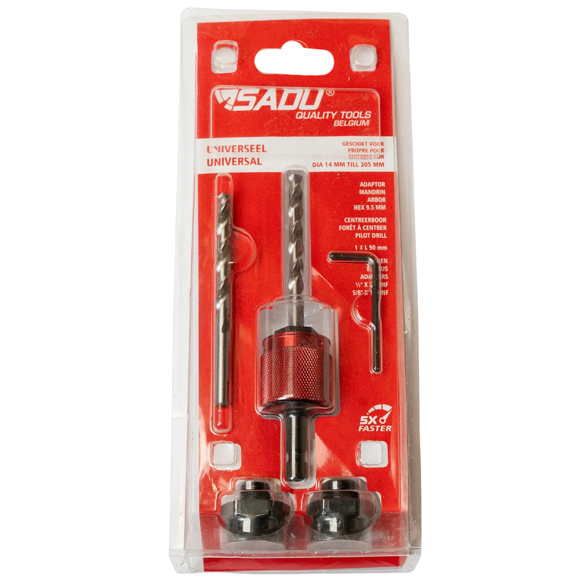 [120273BP] Quick change arbor hole saws bi-metal + nuts + centerdrill 90mm