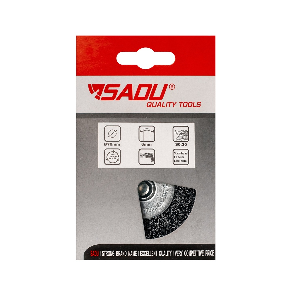 [080092S] Stift-Rondborstel pro 70x23x15mm staaldr 0,2 / Sadu