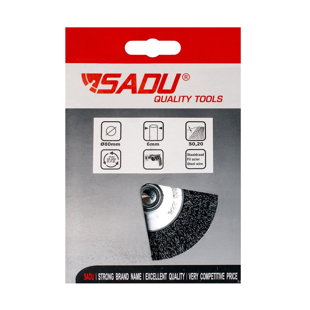 [080093S] Shank-Brush Wheel pro 80x19x20mm steel wire 0,2 / Sadu