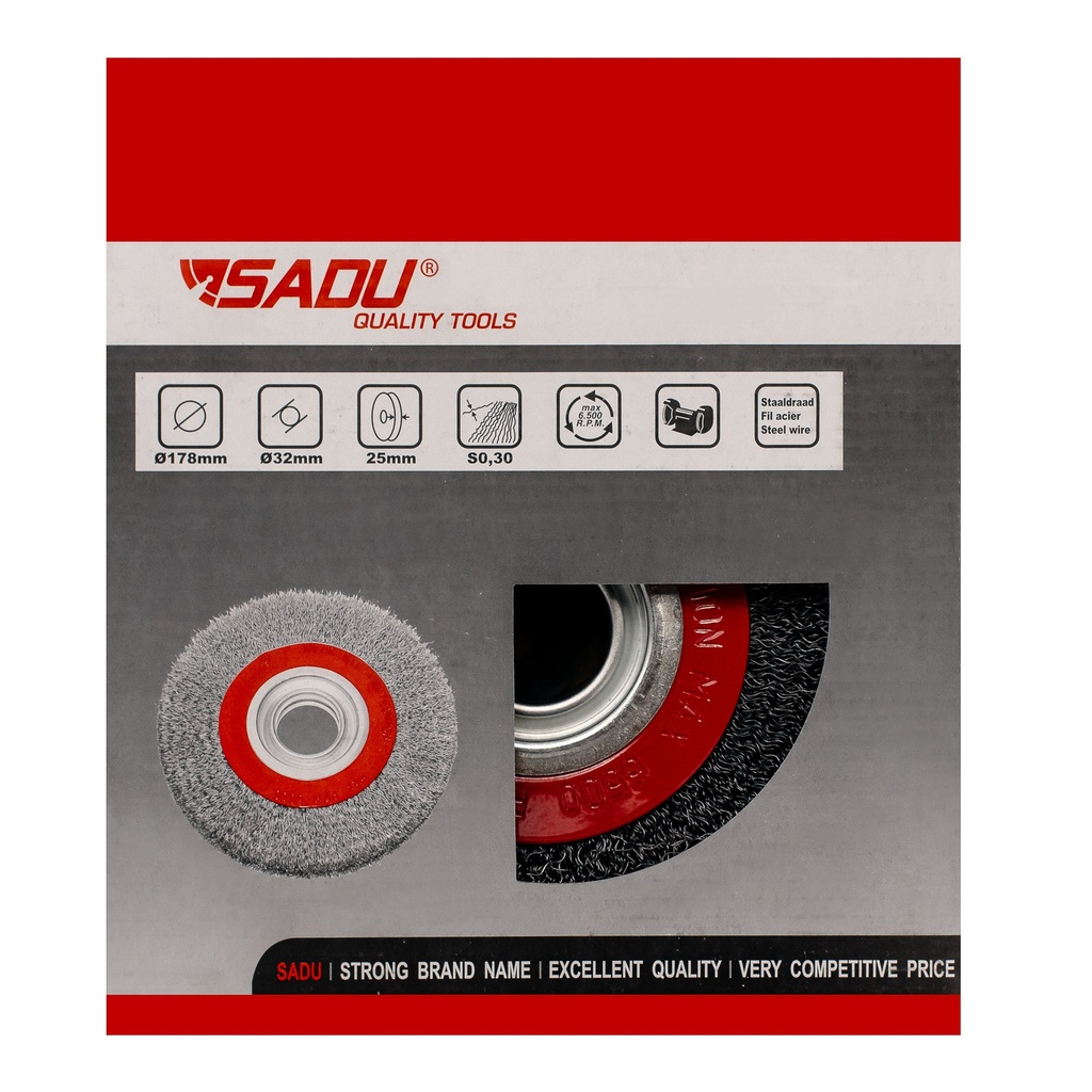 [080235S] Wheel brush 178x25x37 h=32 / Sadu