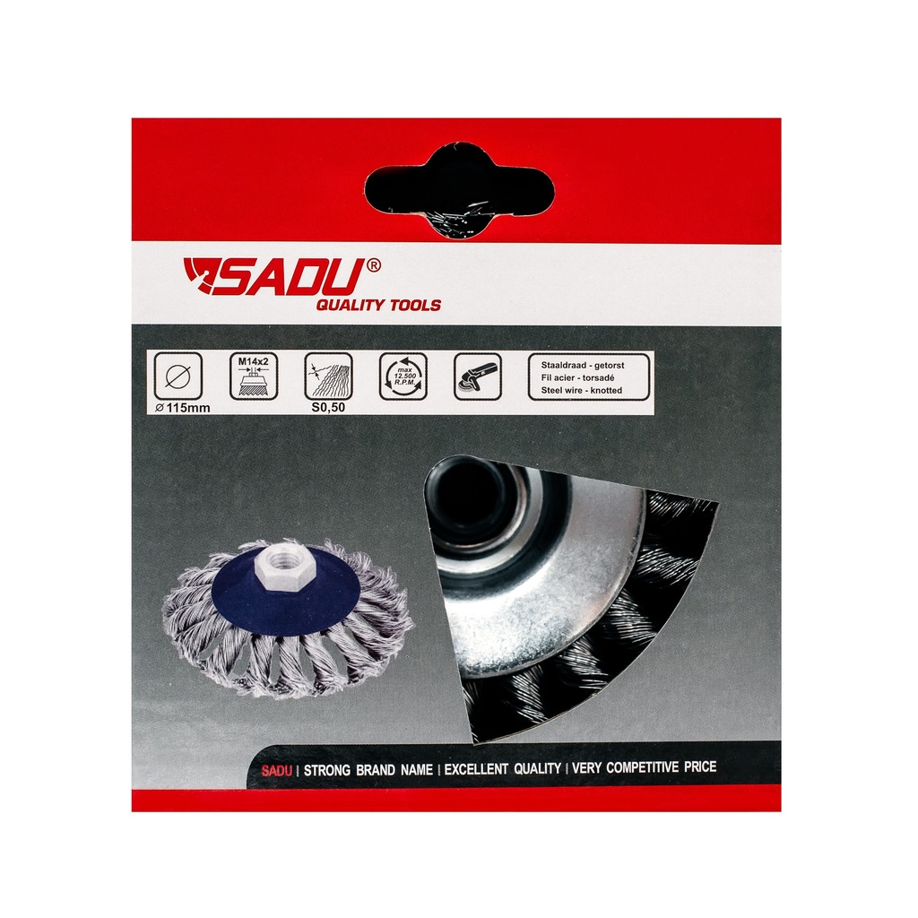 [080707S] Kegelborstel 115mm M14 getorst / Sadu