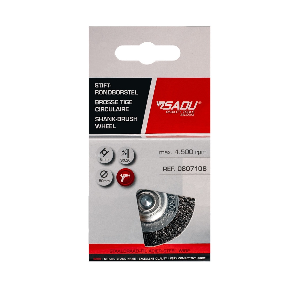 [080710S] Shank-Brush Wheel/card 50mm steel wire fine / Sadu