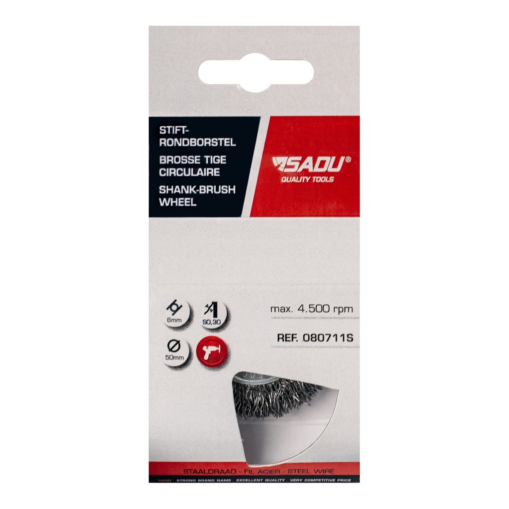 [080711S] Stift-Rondborstel/kaart 50mm staaldr grof / Sadu