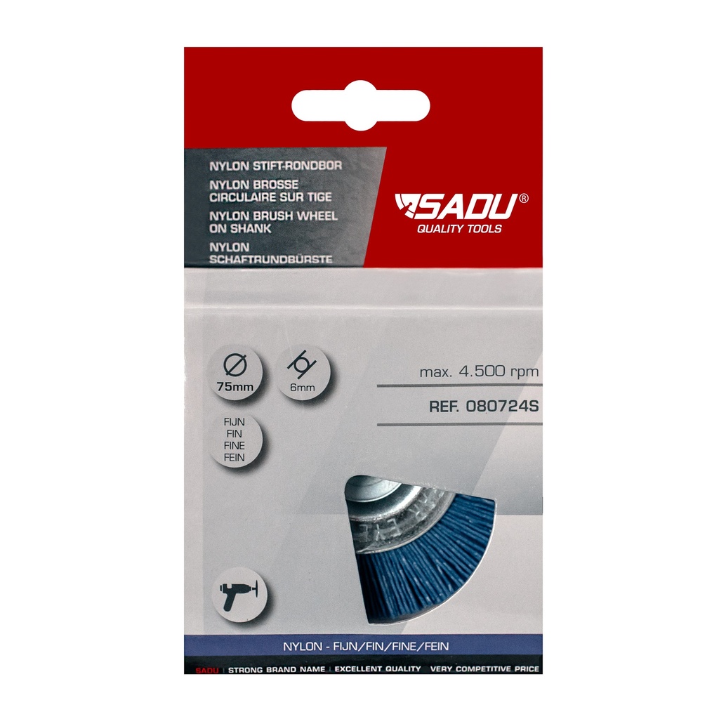 [080724S] Stift-Rondborstel/kaart 75mm nylon fijn / Sadu