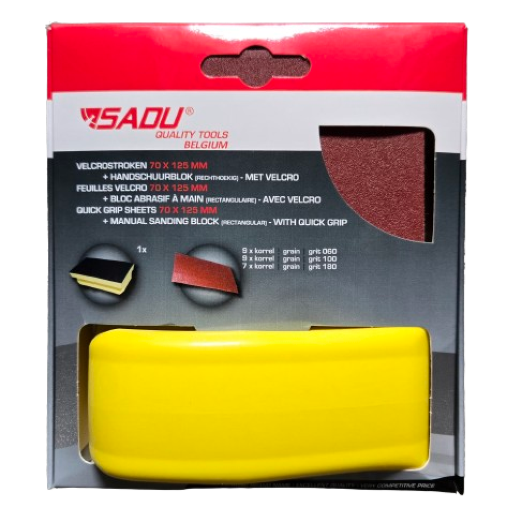 [030054P] Bloc abras à main/rect. 70x125mm + bandes 9xG60 9xG100 7xG180