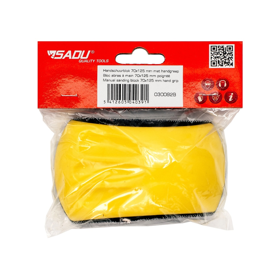 [030092B] Handschuurblok 70x125mm met handgreep ( voor velcro 125mm )