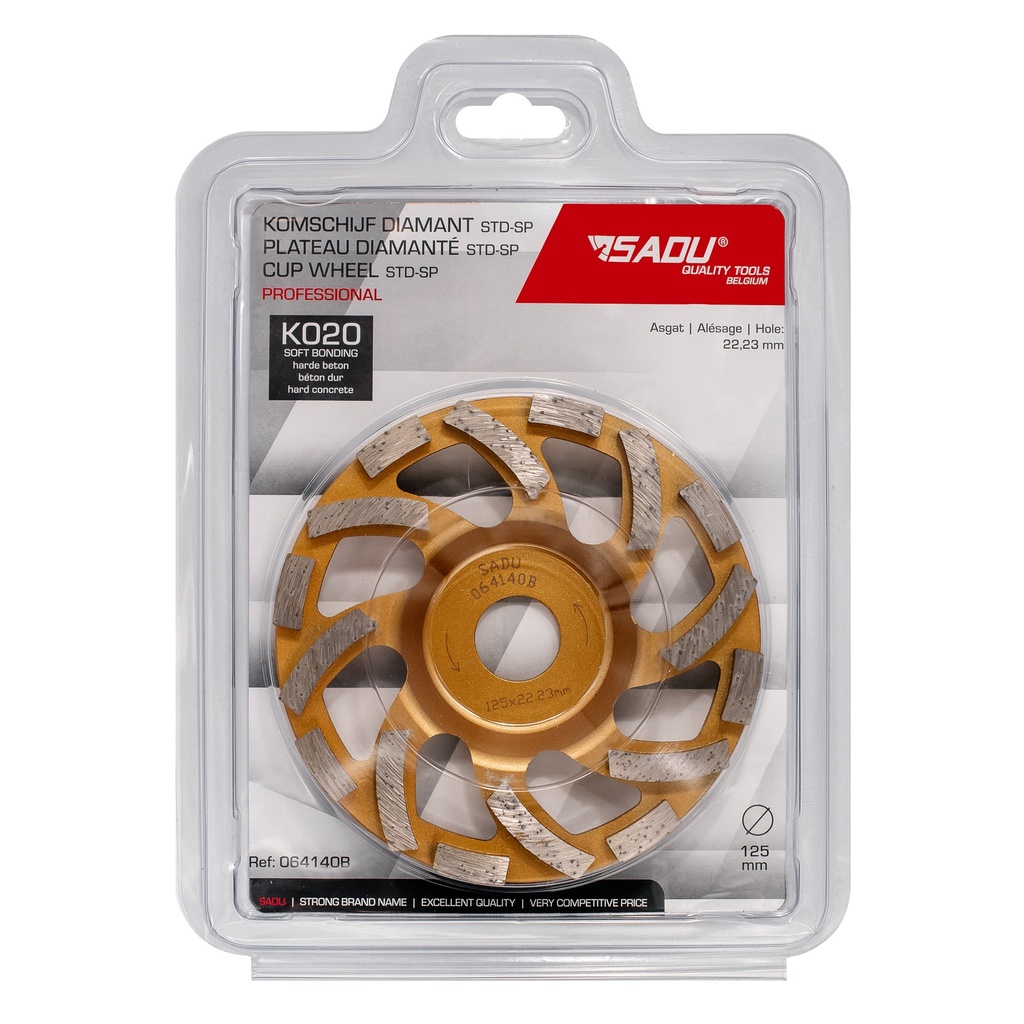 [064140B] Komschijf diamant Professional hard beton 125x22,23mm K020 STD-SPGoud