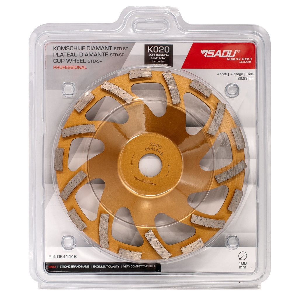 [064144B] Grinding cup wheel Professional hard concrete 180x22,23mm G020 Gold