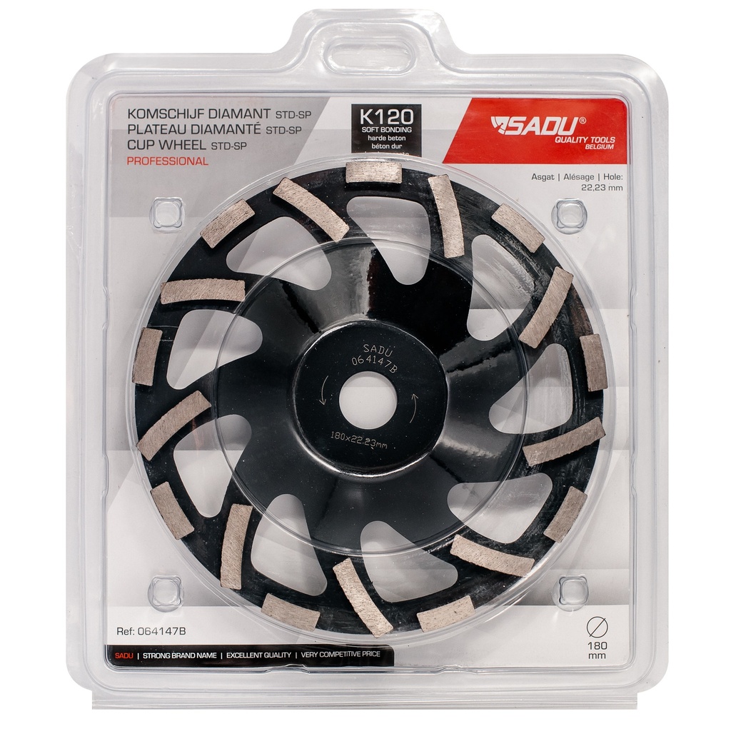 [064147B] Komschijf diamant Professional hard beton 180x22,23mm K120 Black