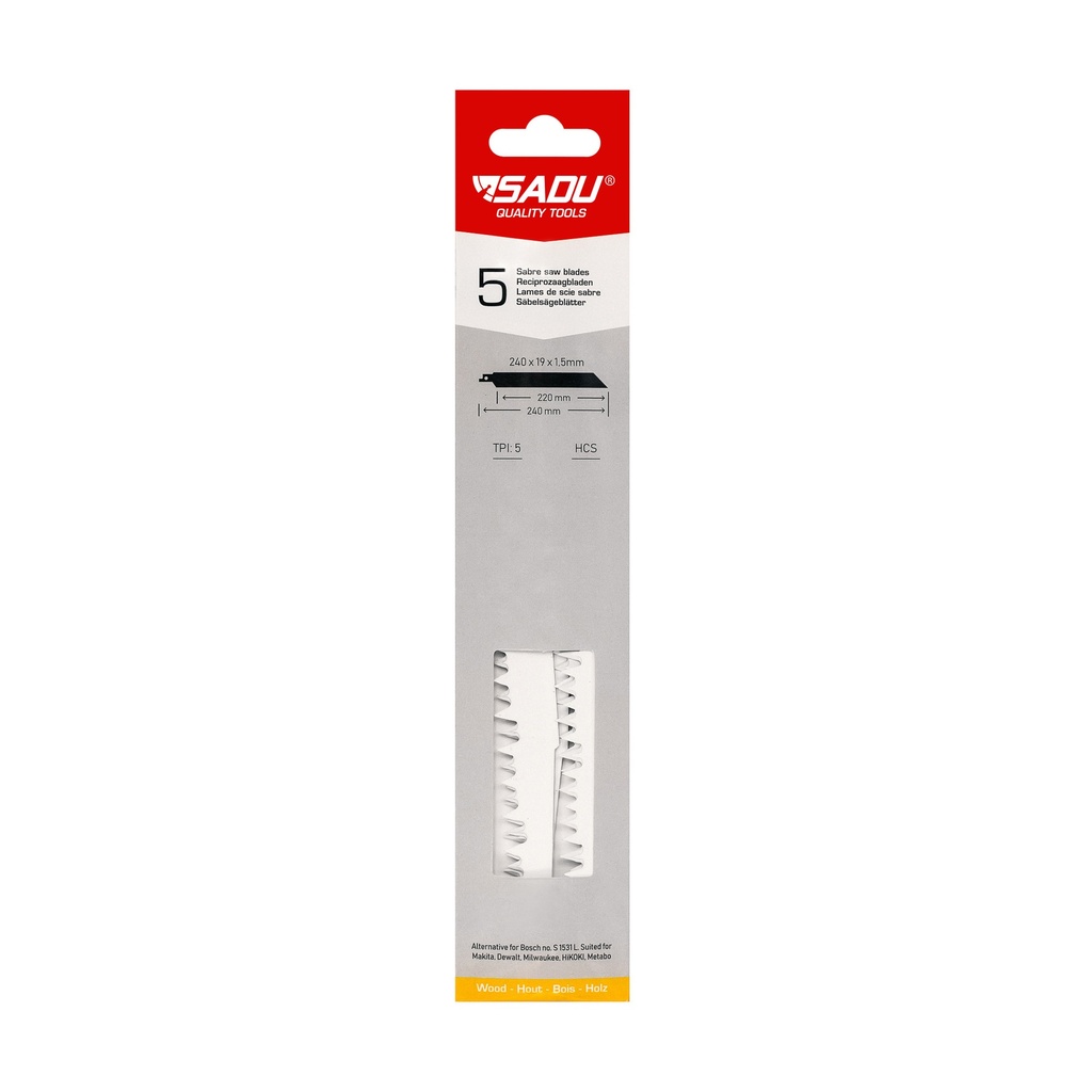 [100098S] Recipro Sadu S1531L 3029/240-240x19x1,5x5 TPI - per 5