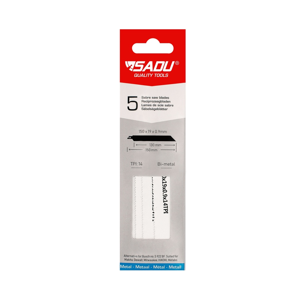 [100106S] Recipro Sadu S922BF 3013/150-150x19x0,9x14 TPI - metaal - per 5
