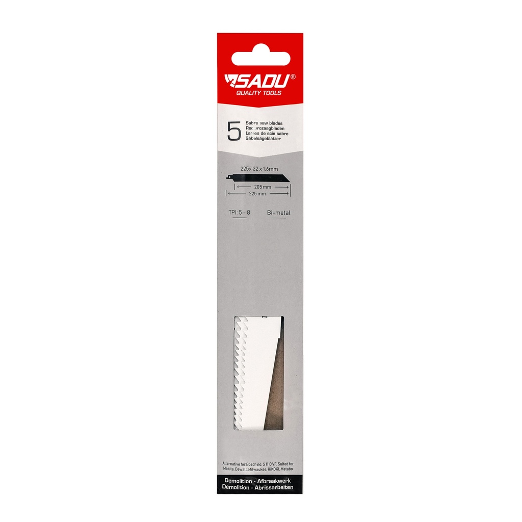 [100304S] Säbelsägeblatt Sadu 225x22x1,6x5 TPI - per 5