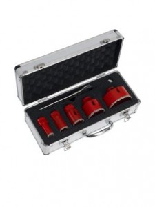 [063166B] Diamanttegelboorset droog M14 (20,27,35,55,82mm) + steeksleutel